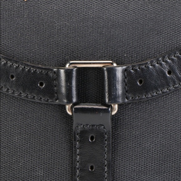 Gucci GG Logo Black Canvas &Perforated Leather Bag - Picture 10 of 12